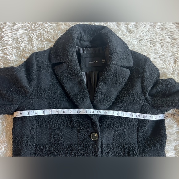 TAHARI Women’s Lurex Plaid Coat size XL Black with Metallic Threads - Picture 6 of 8